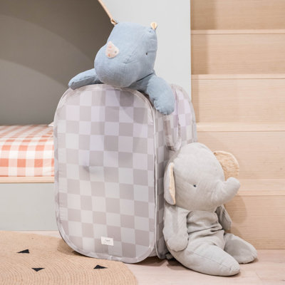 3 Sprouts Recycled Pop-up Hamper/checkerboard/beige
