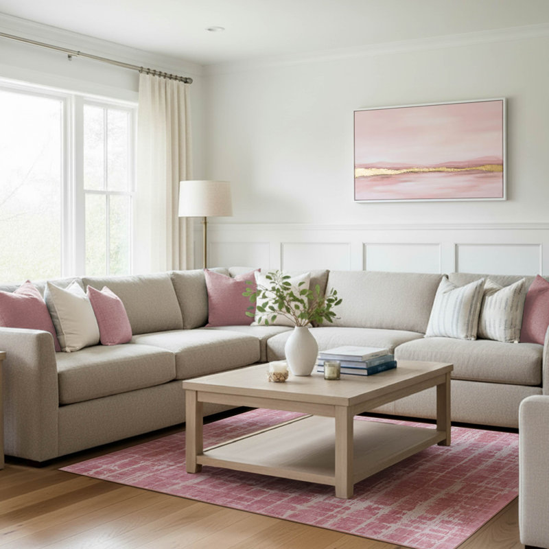 Dream Mink Theo Printed Rugs, 5'3" x 7'5", Pink