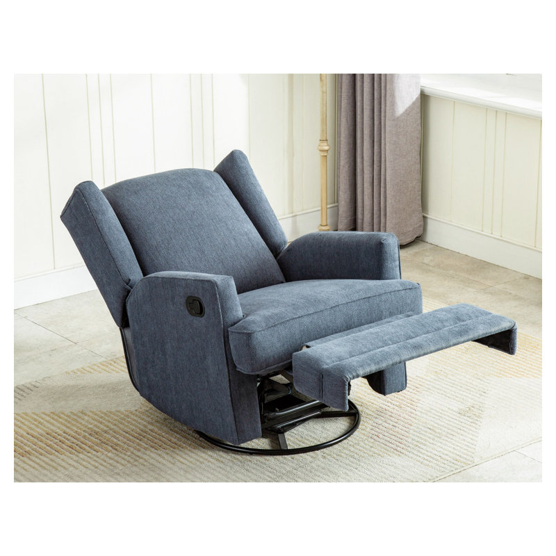 Fauteuil inclinable et pivotant à oreilles, Polyester bleu