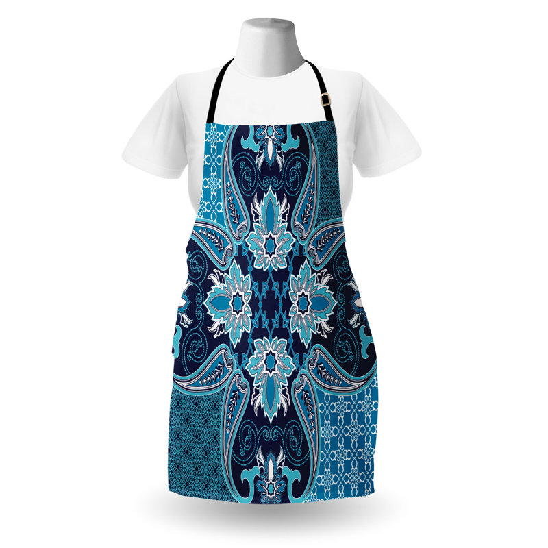 Tablier persan East Urban Home, conception marocaine orientale, taille adulte, bleu ciel indigo
