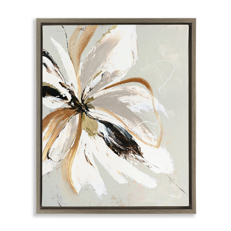 Cadre flottant à fleurs expressives Cornelia, design par Design Fabrikken, Cadre flottant orme Montalcino, H 21 po x l 17 po