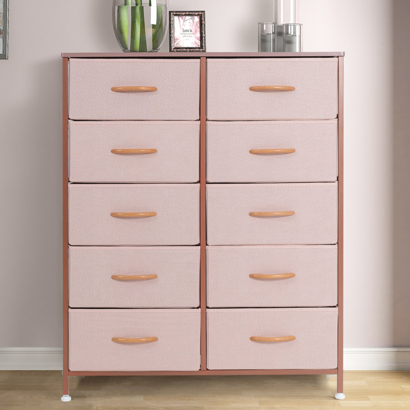 Commode 10 tiroirs Keayla, Rose