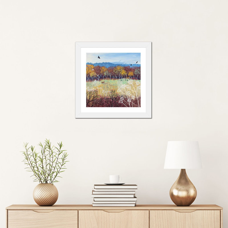 Or bruni par Jo Grundy, reproduction d’art, H 16 po x l 16 po x p 1 po, Papier encadré blanc, Blanc