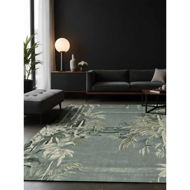 Tapis gris soyeux et moelleux, Rectangle 7 pi x 9 pi