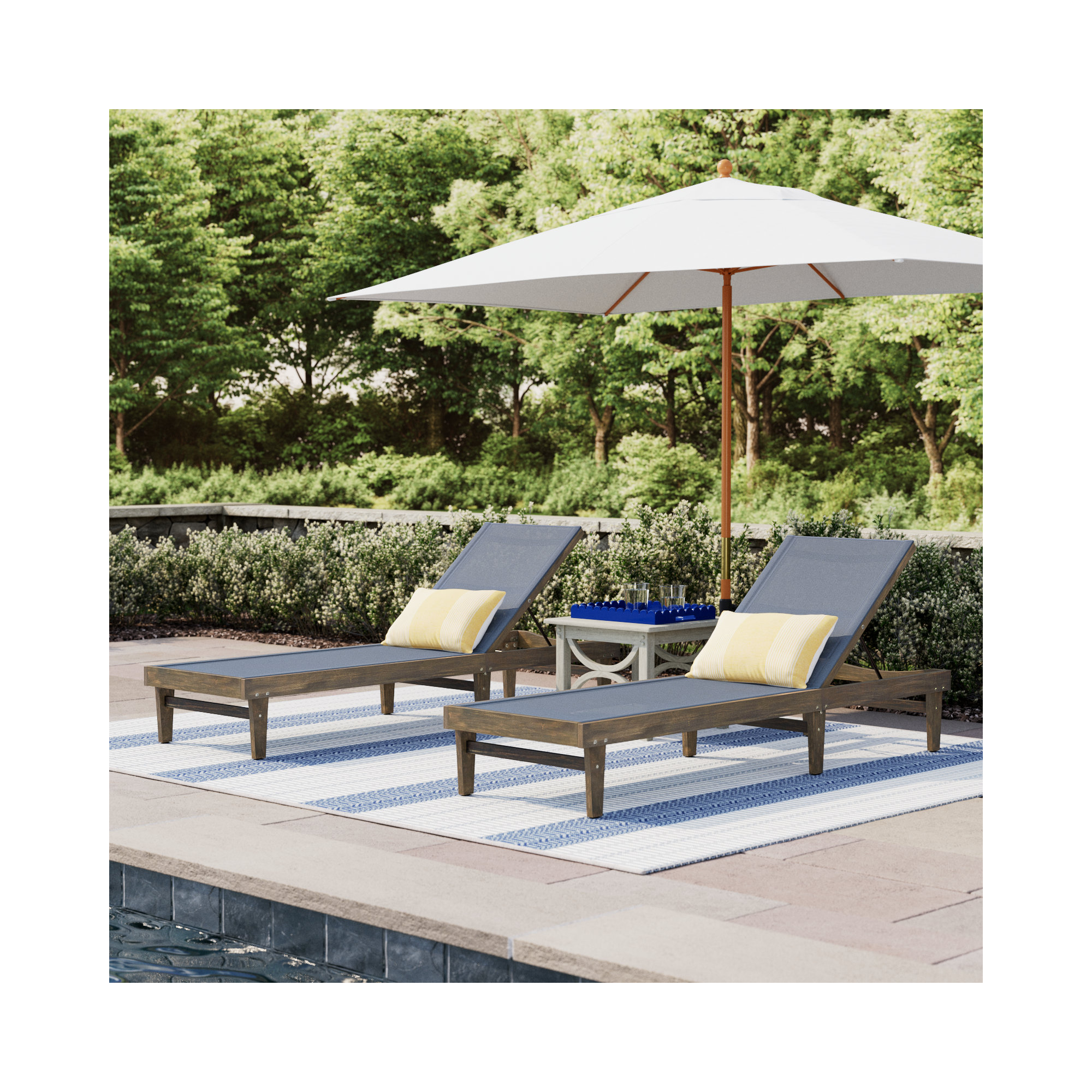 Scheiner 24'' Outdoor Acacia Chaise Lounge, Gray