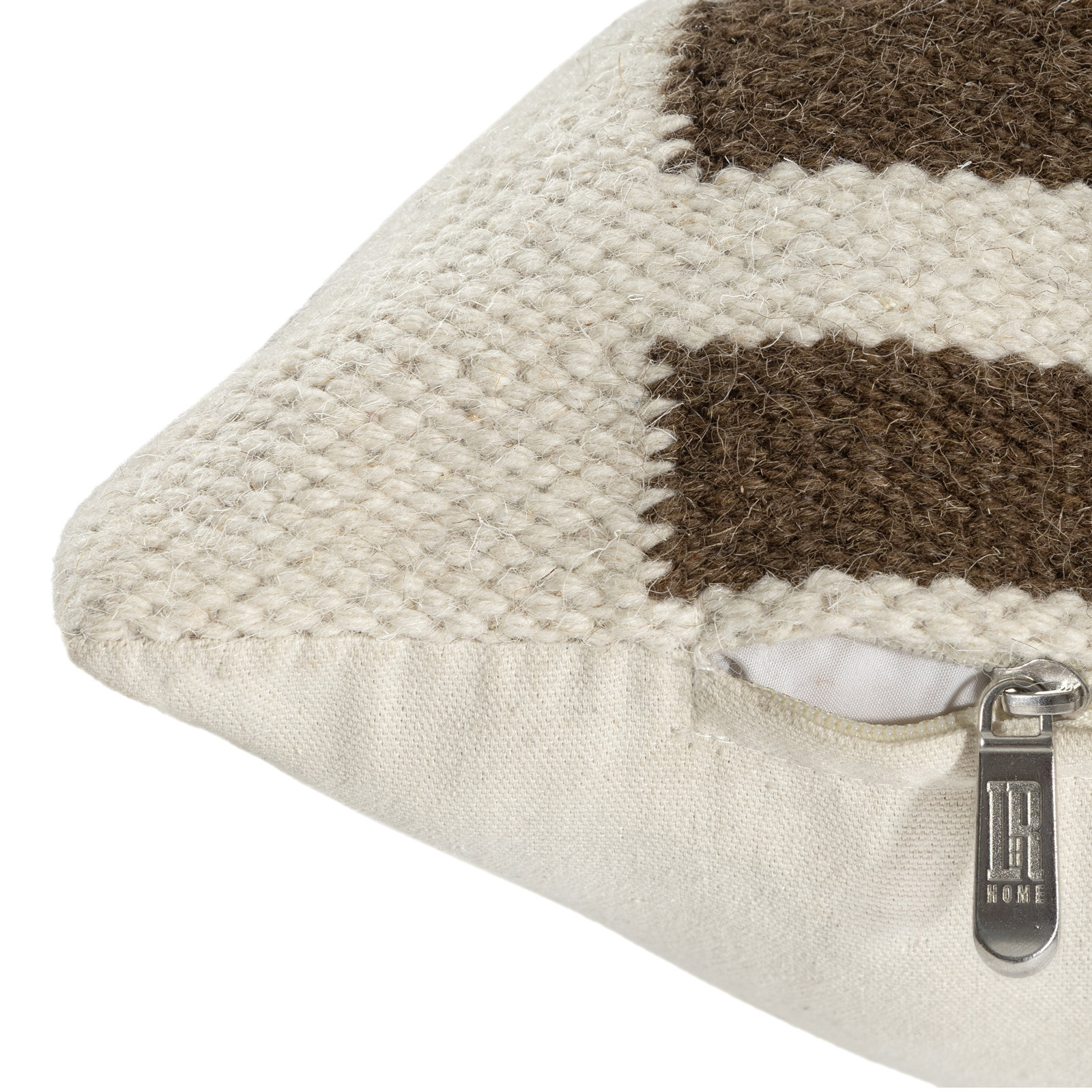 Atelier Contemporary Geometric Hand-Woven Throw Pillow, Pillow Cover Only - No Insert, Brown/Orange, Square 24"H x 24"W