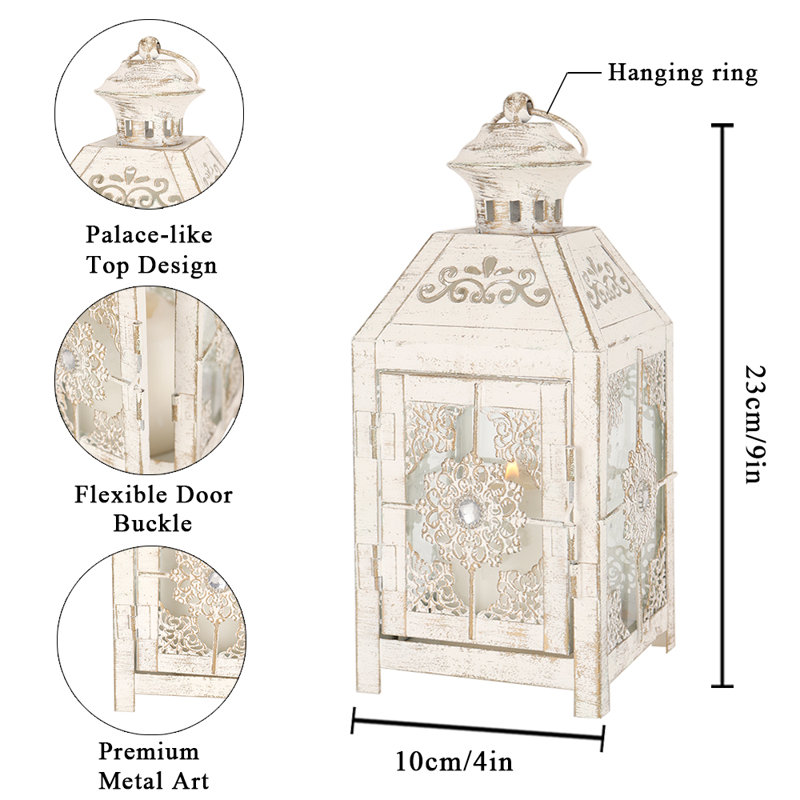 9.5'' H Tabletop Lantern, White