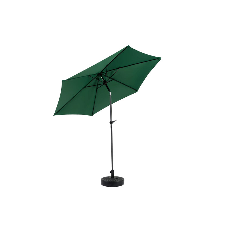 Parasol de patio extérieur 9 pi avec parasol inclinable et manivelle, parasol de marché 6 baleines robustes, terrasse, cour, piscine (base non incluse)