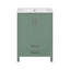 Meuble-lavabo 24 po avec lavabo en céramique, meuble Storae autoportant moderne avec poignées argentées, portes à fermeture douce