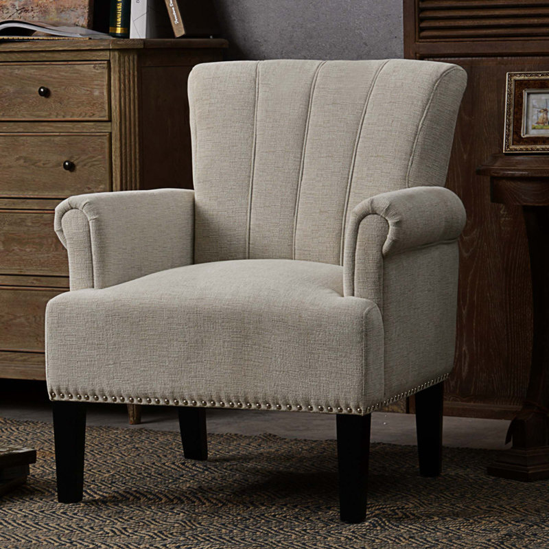Chionne 29" W Tufted Polyester Armchair, Cream 100% Polyester