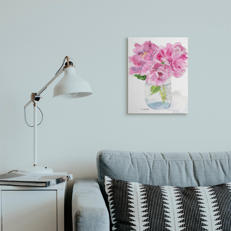 Pivoines roses en pot de conserve classique, Toile tendue, H 20 po x l 16 po