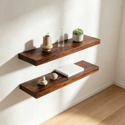 Floating Shelves for Wall, Deep Wall Mounted Wood Shelves for Bathroom, Bedroom, Living Room, Kitchen, Hanging Shelf for Books, Storage, Room Decor