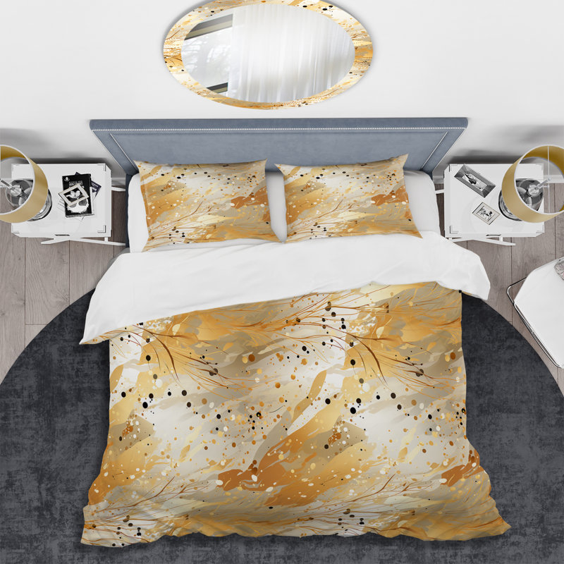 Golden Marble Radiance - Ensemble de housse de couette en marbre, Housse de couette pour très grand lit et 2 très