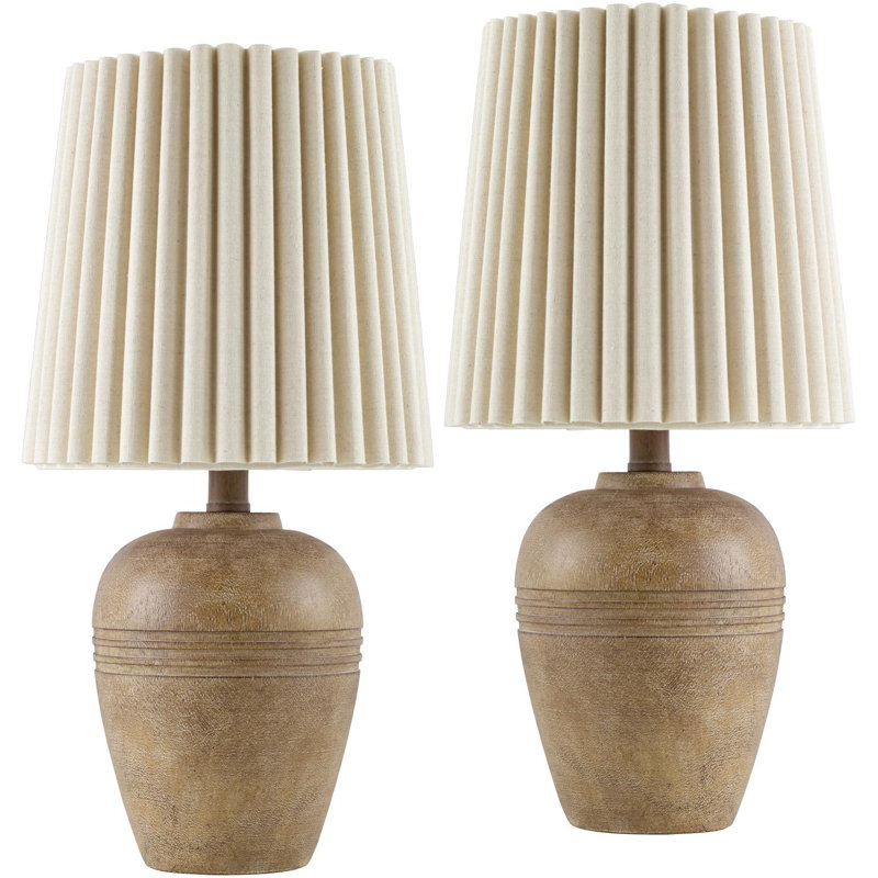 Lampe de table Lakemoore, Base brune / abat-jour brun clair