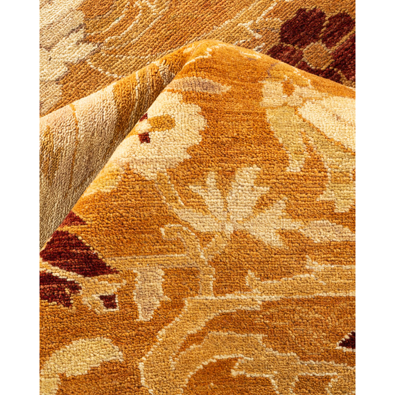 Tapis unique brun / beige / rouge noué à la main de 9 pi 1 po x 11 pi 7 po Haynie