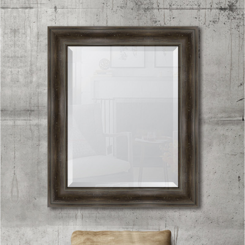 Miroir mural à cadre en résine English, H 36 po x l 30 po, Gris