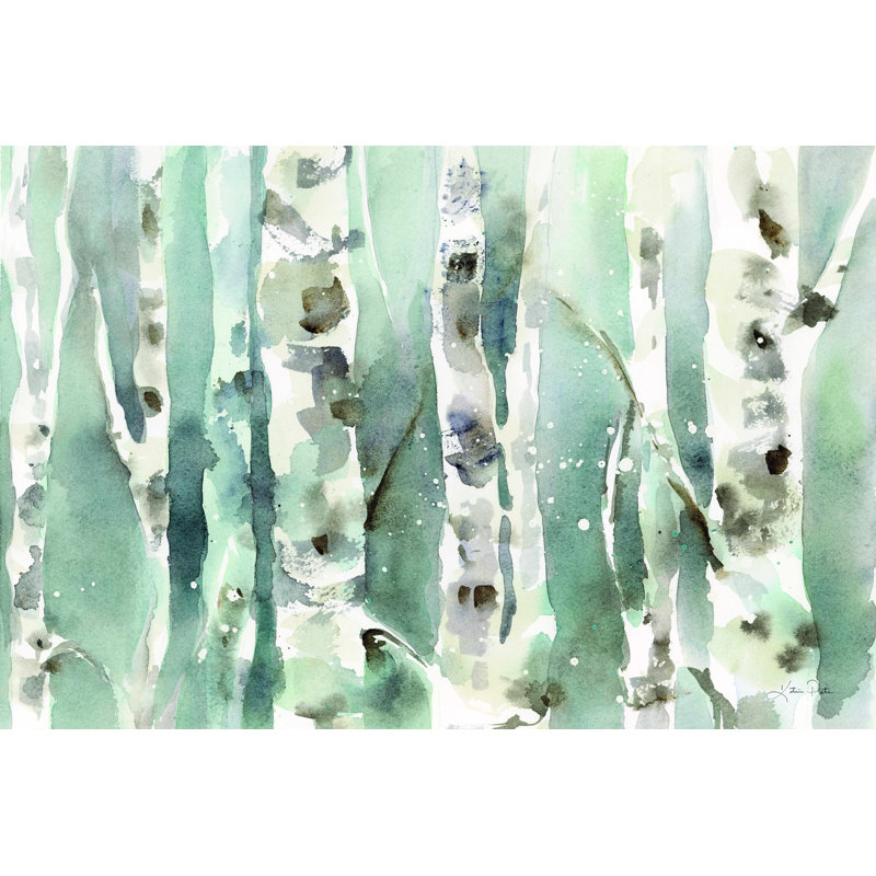 Winter Birches - Peinture sur toile tendue, H 8 po x l 12 po