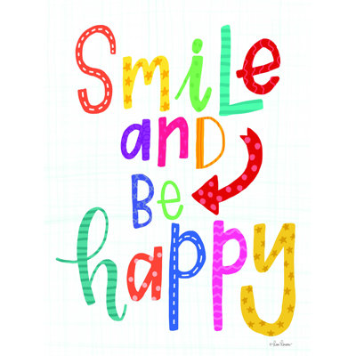 «Smile and Be Happy», art textuel sur toile tendue