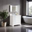 Meuble-lavabo simple 36 po avec plateau en marbre d'ingénierie, cadre en bois massif, entièrement assemblé, blanc