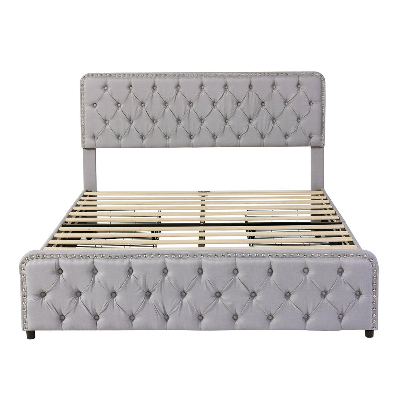 Farlow Upholstered Linen Drawers Bed Frame, Super King (6'), Grey