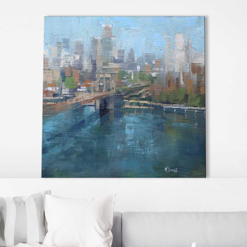 Pont de Brooklyn II par Mark Lague - Peinture, Toile tendue, H 24 po x l 24 po x P 1,5 po