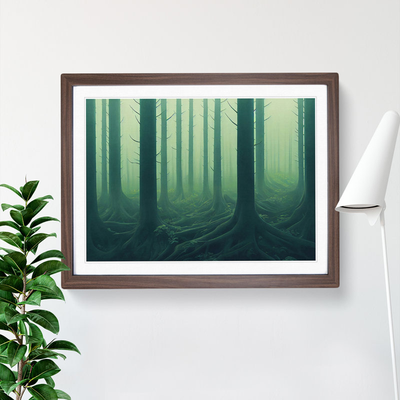 Carefree Forest - Single Picture Frame Print, 25cm H x 34cm W x 2cm D, Walnut Framed