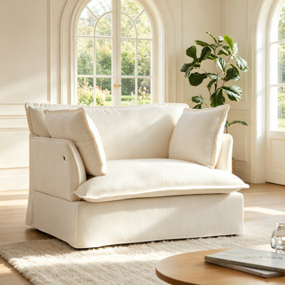 Modern Chenille Armchair with Integrated Charging Station and Extra-Wide Seat for Ultimate Comfort and Functionality