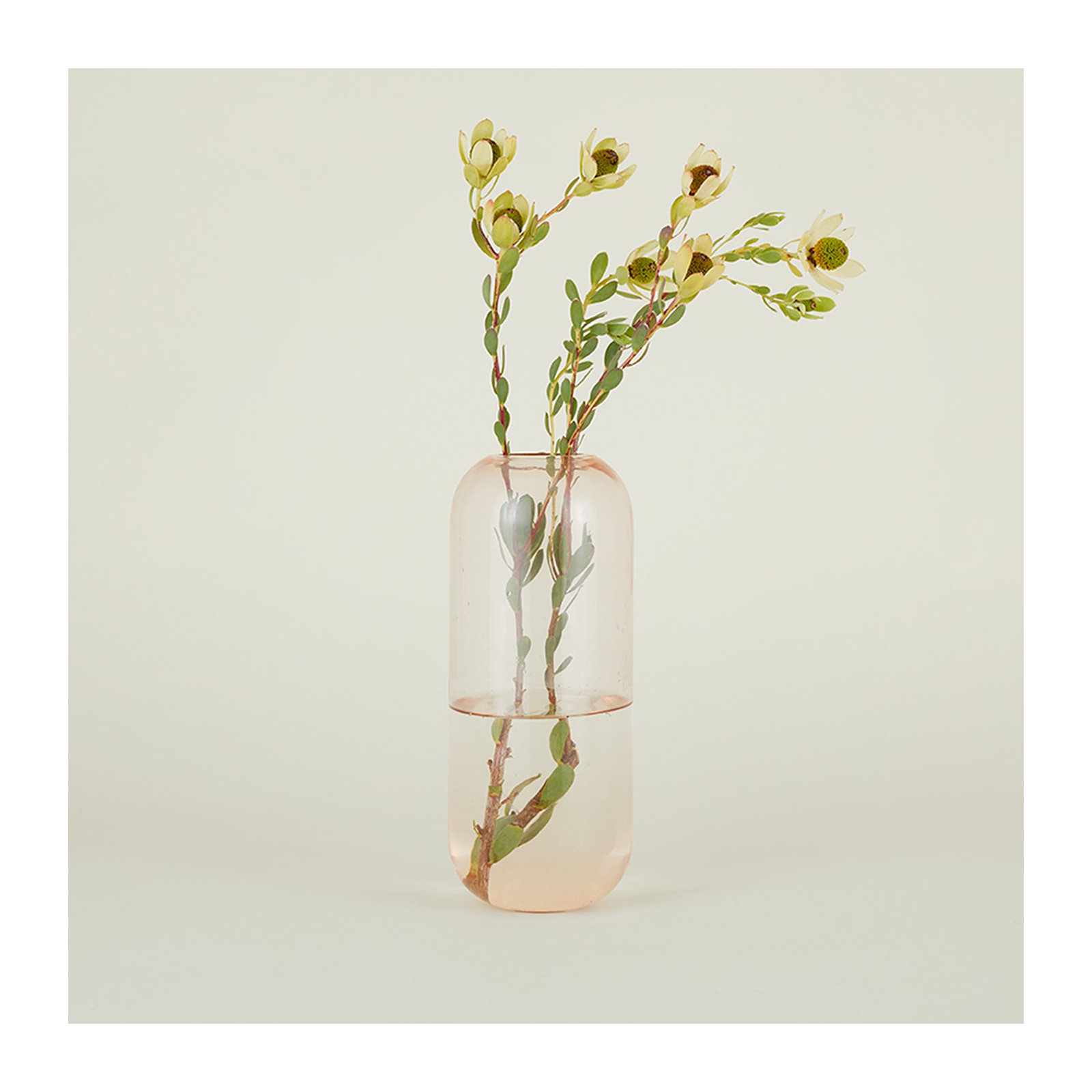 Aurora Handmade Glass Table Vase, 12.5" H x 5" W x 5" D, Blush