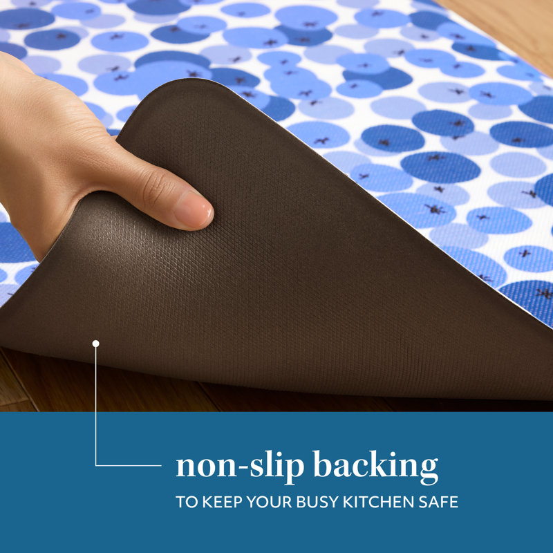 Blue and White PVC Anti-Fatigue Kitchen Runner Mat