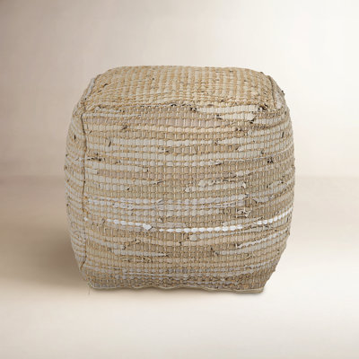 0H Leather And Jute Pouf