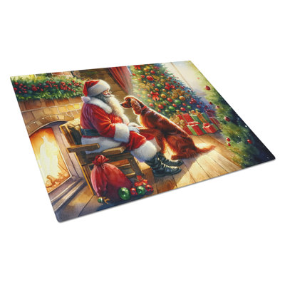Irish Setter and Santa Claus Glass Cutting Board