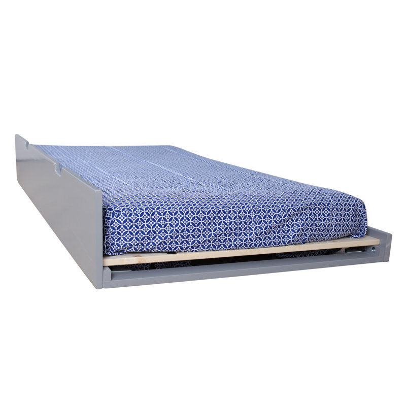 Borel Solid Wood Twin Trundle Bed, Gray