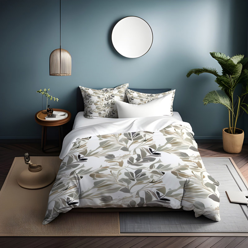 Polyester Floral Duvet Cover, King Duvet Cover + 2 King Shams