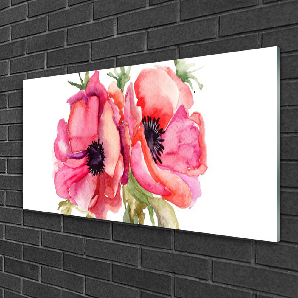 Glasbild Floral Blumen Aquarell