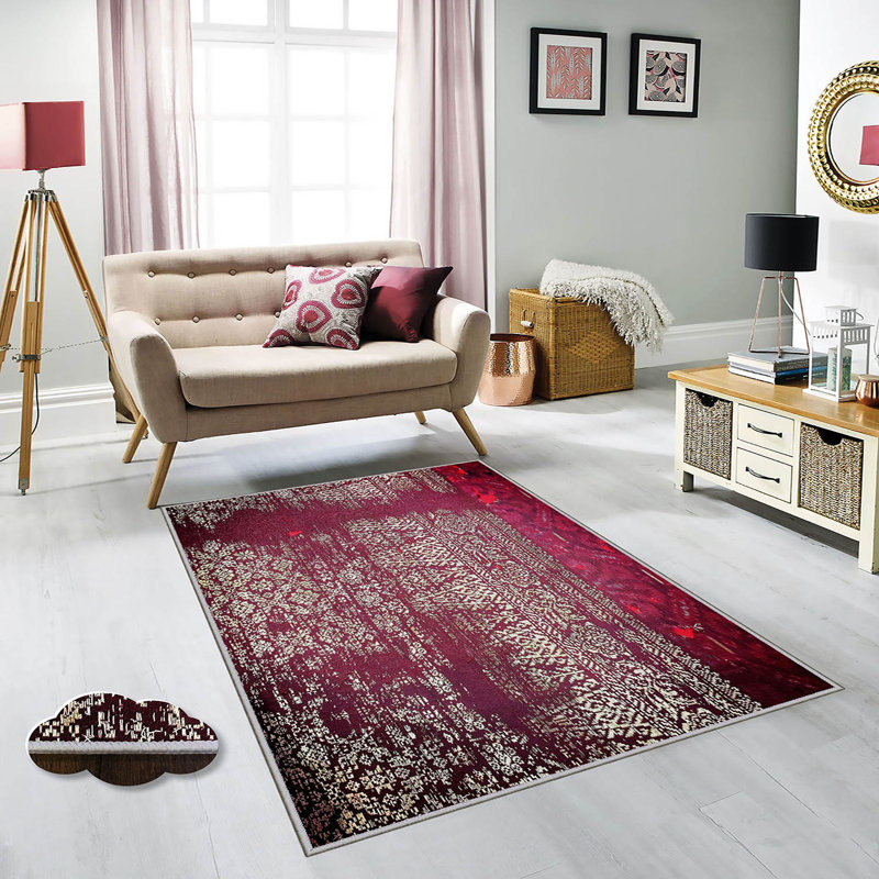 Stylish Woven Carpet 5.9 x 9.2 Feet, 100% Polyester, Antibacterial, Non-Slip Underside | 3D Digital Printing, Machine Washable (30-40°C) | Perfect for Living Rooms, Bedrooms & High-Traffic Areas, Durable & Easy Care