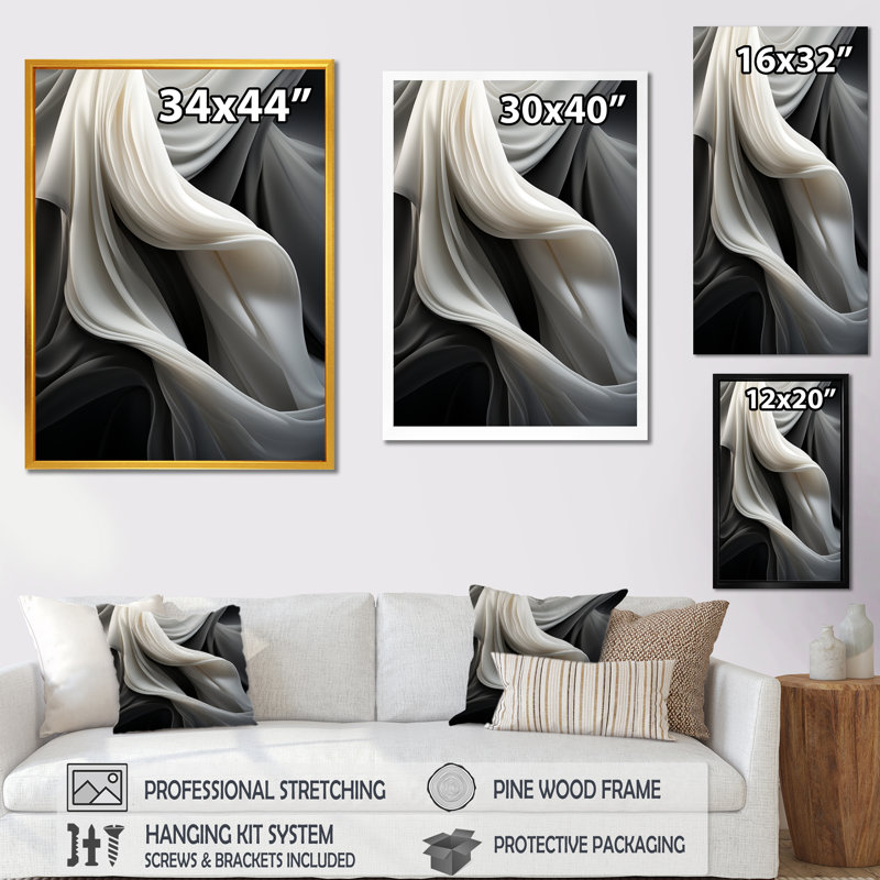 Gris, apaisant, ombres III, art mural abstrait, Toile tendue, H 32 po x l 24 po x P 1 po