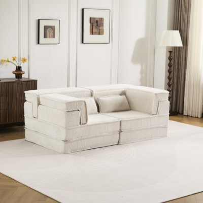 Lit convertible convertible - Surdimensionné Mahjong à compression moderne, modulaire désossé Diy, molleton circulaire, mousse à mémoire de forme, blanc, modulaire sans assemblage modulaire convertible Mahjong, matériau polaire, mousse