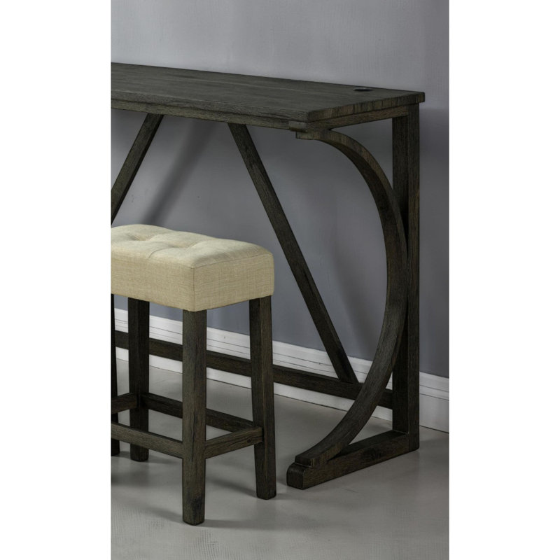Table de salle à manger brune 4 pièces ensemble de table de salle à manger unique avec 3 tabourets USB capitonnés Beige