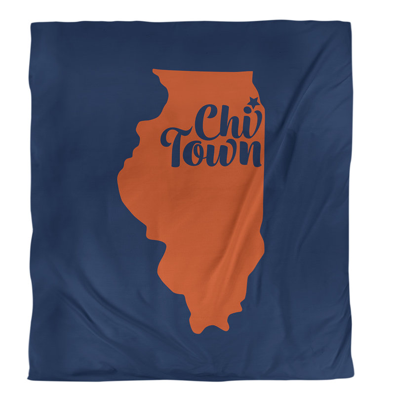  Housse de couette simple Chi Town, Polyester brossé, Housse de couette simple TG, Marine / Brun