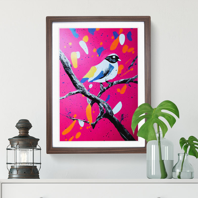 Splashed Bird No.2 Abstract - Framed Print, 64cm H x 46cm W x 2cm D, Walnut Framed