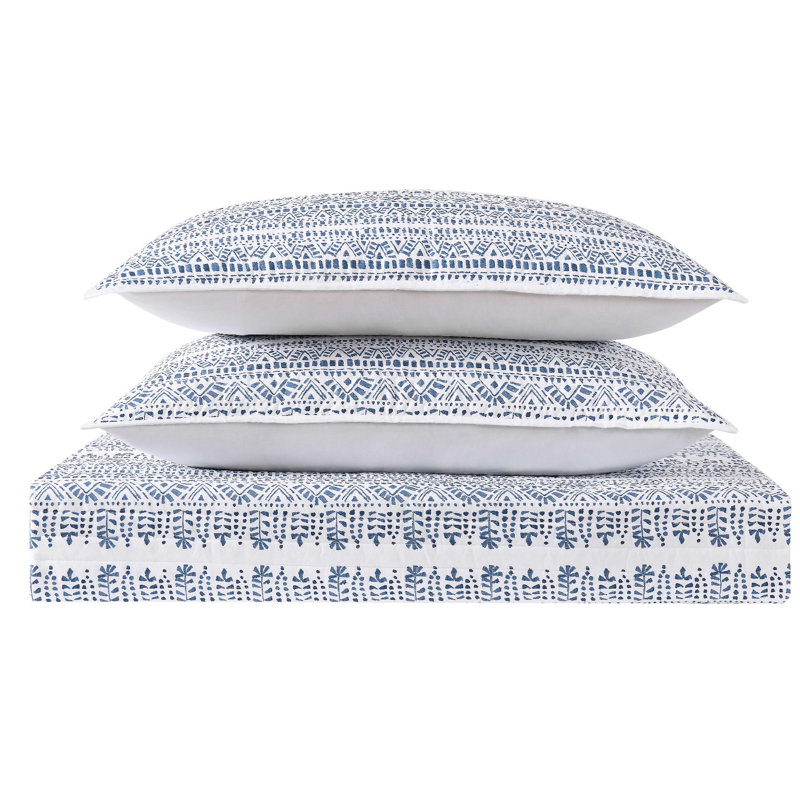 Reef Coastal Cotton Geometric Shapes Quilt, King Quilt + 2 Shams
