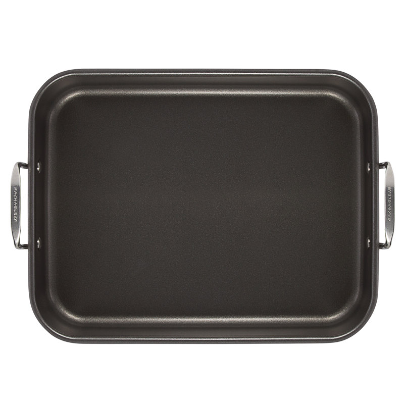 Rachael Ray Hard Anodized Nonstick Roaster/Roasting Pan with Dual-Height Rack, 16 inch x 12 inch