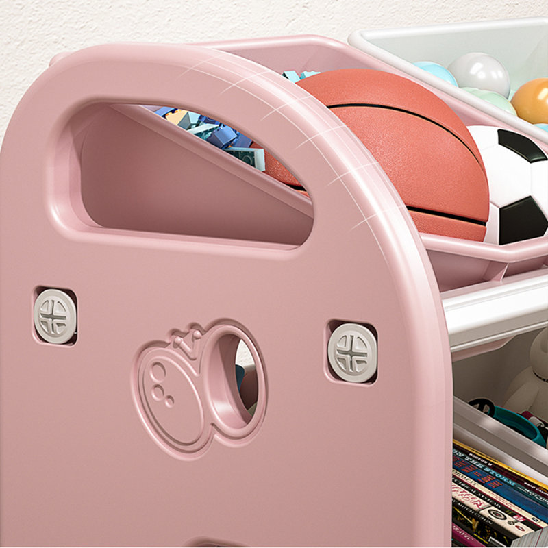Rangement pour jouets pour enfants avec 6 bacs, Rose