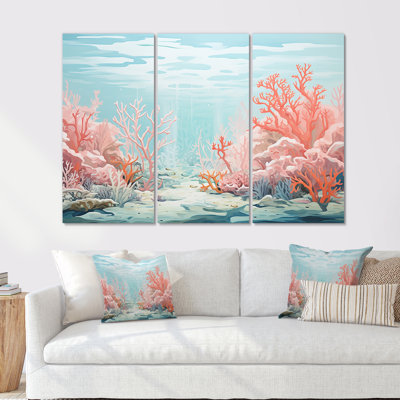 Coastal Coral Beauty Under Water III - Ensemble de décoration murale corail sous l'eau Coastal