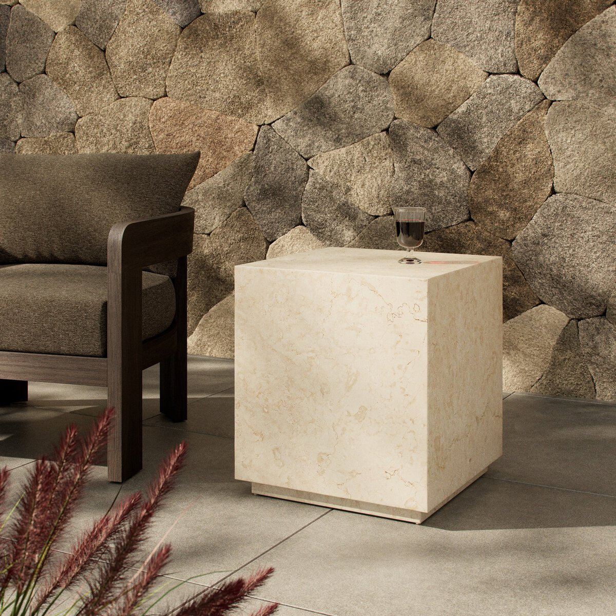 Calypso 20'' Marble Outdoor Side Table