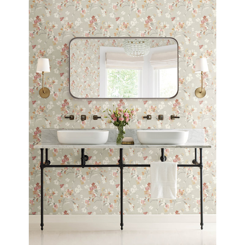 Azalea  Floral Branches Wallpaper, Red
