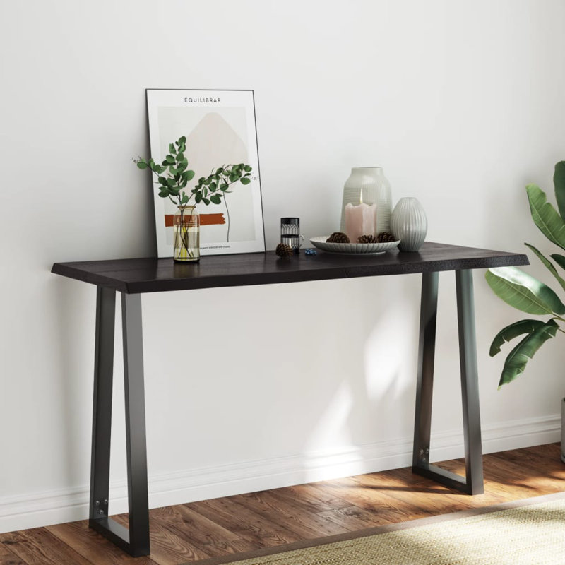 Table Top Solid Wood Oak, 60cm H x 140cm W x 4cm D, Dark Brown