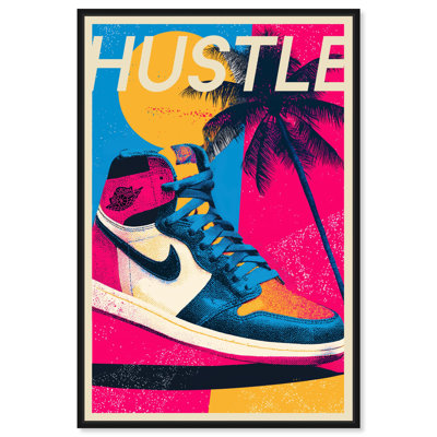 «Hustle Halftone», affiche encadrée, décor mural, par Notoriart, cadre noir, 30 x 45