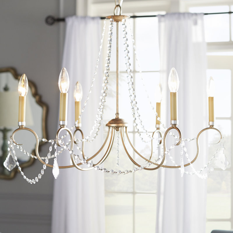 Lustre classique à 8 lumières de style bougie avec détails en cristal Fabio, Feuille d’argent antique