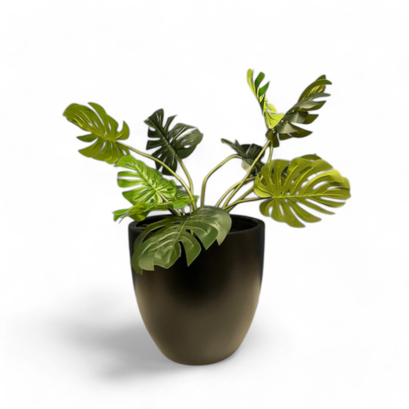 Pot à fleurs en fibre de verre Aygul, Noir, H 19 po x l 19 po x P 19 po